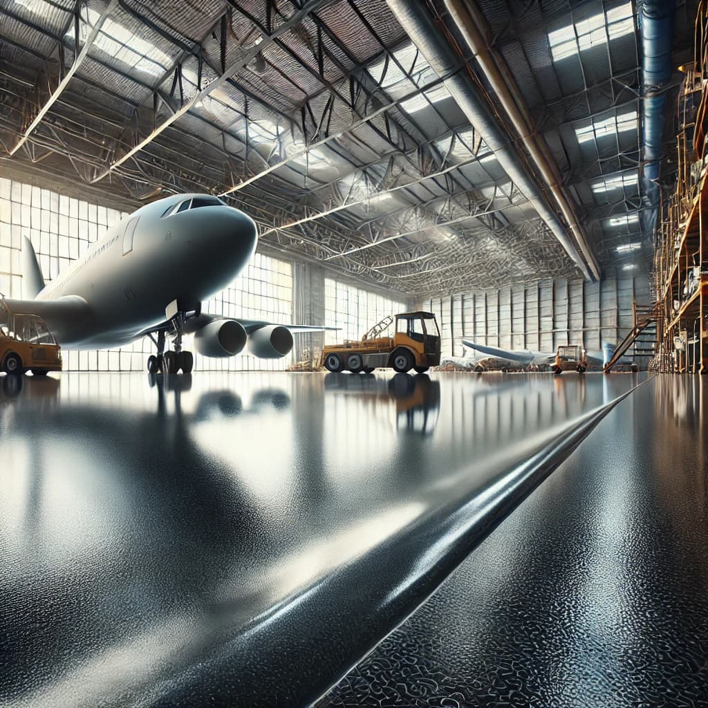 Epoxy Flooring Supporting Heavy Loads in an Airport Hangar